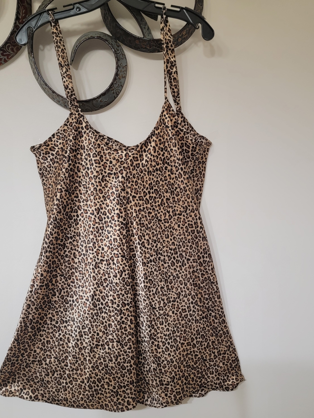 Morgan Taylor Leopard Print Satin Cami - Beige and Black - Picture 3 of 3